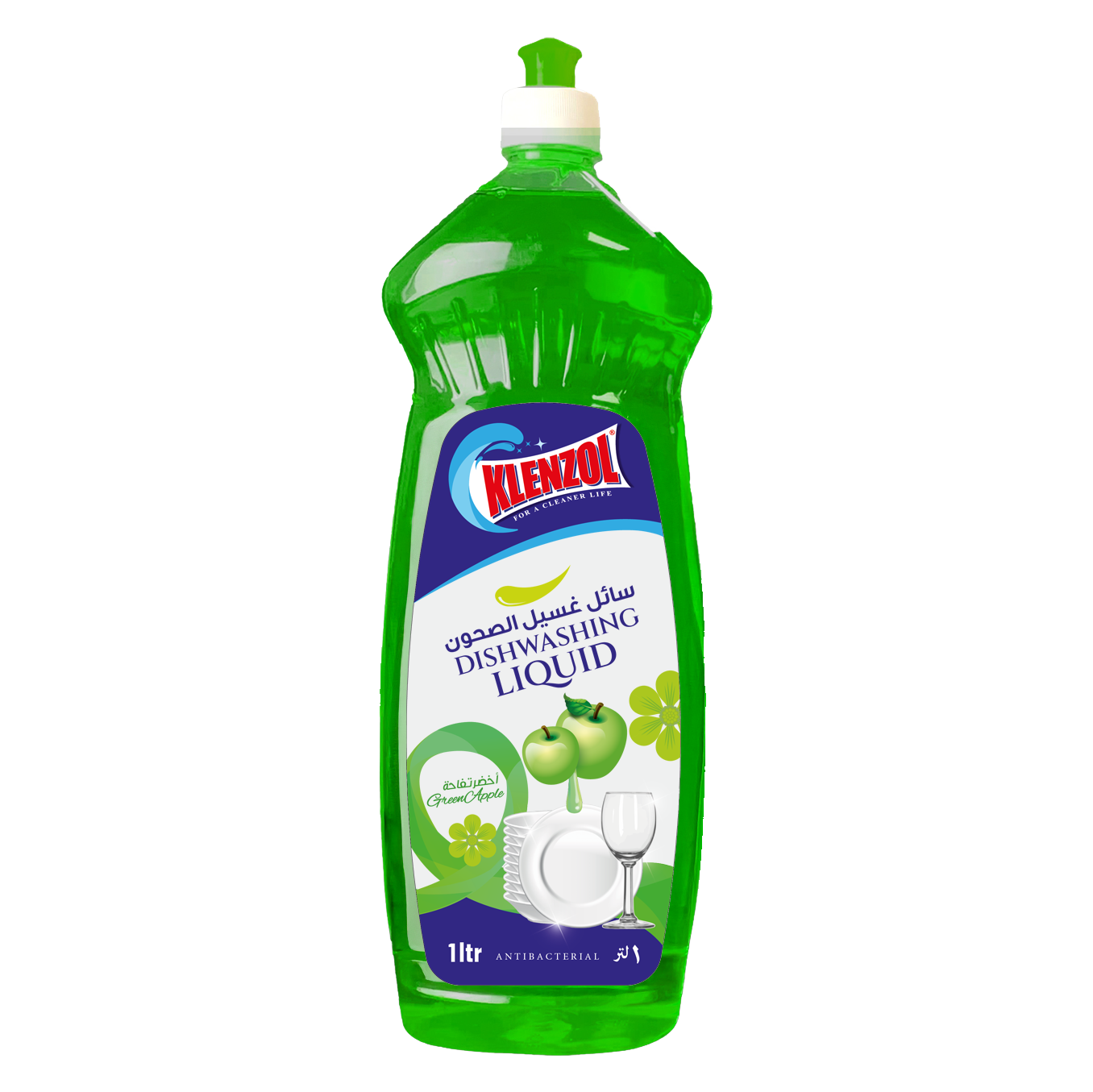 DISHWASHING LIQUID GREEN APPLE PET 1L