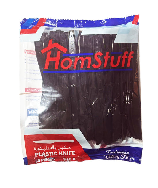 PLASTIC KNIFE BLACK 50 PCS